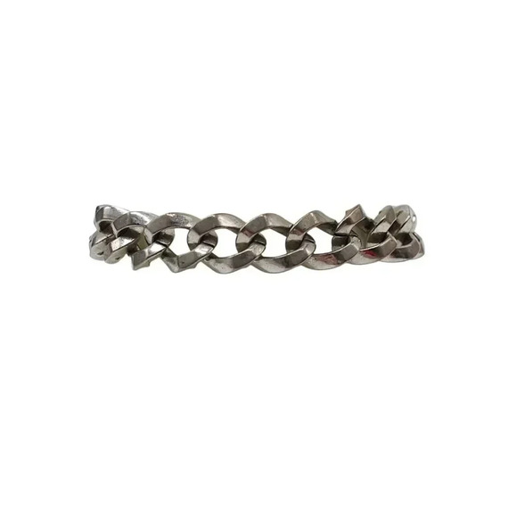 Sperry Curb Chain Bangle Bracelet Fold Over Clasp Silver Tone Vintage - Picture 1 of 5